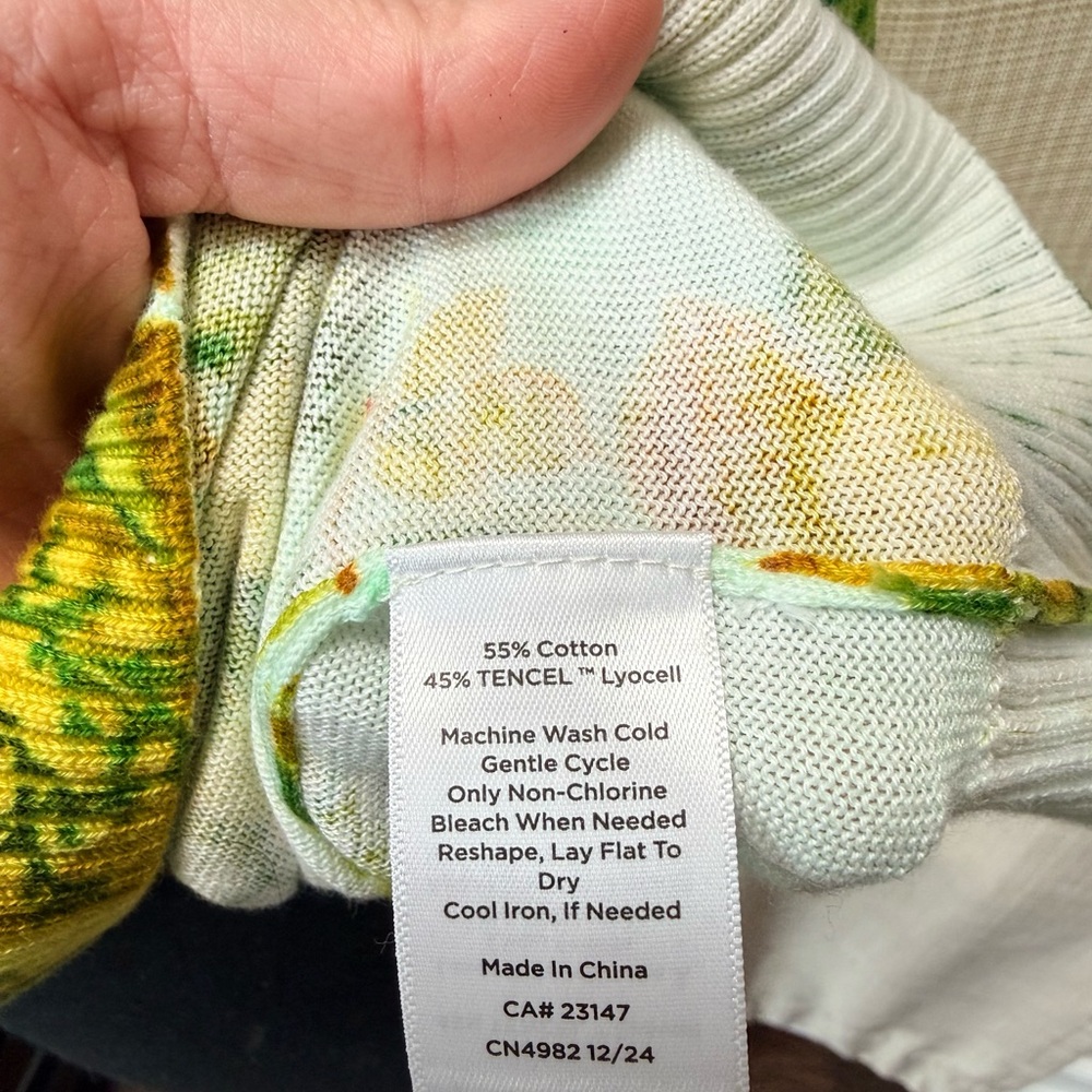 Talbots Elbow Sleeve Lemon Trees Print Pullover Sweater Sz L NWT Grandmacore - Picture 9 of 14